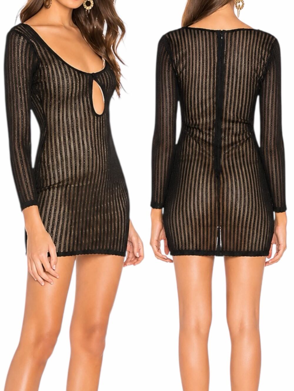 Privacy Please Opal Mini Dress Keyhole Bodycon Black Size S